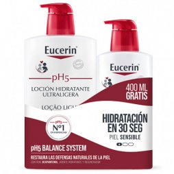 Eucerin Loción Ultraligera Piel sensible y seca 1L+400ml